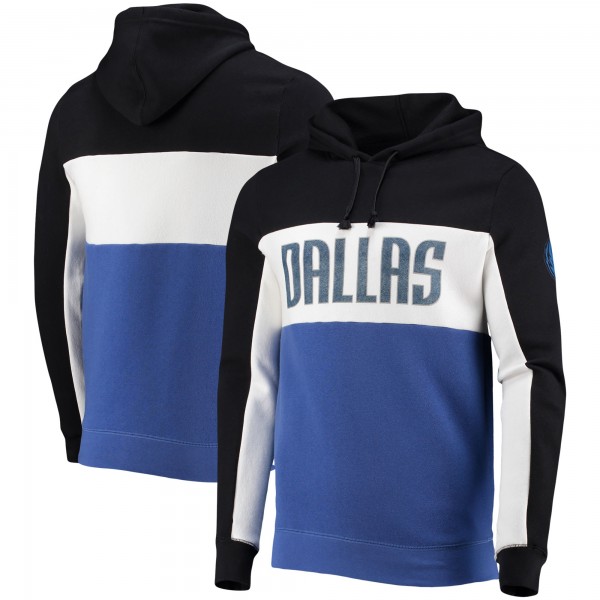 Толстовка флисовая Dallas Mavericks Junk Food Wordmark Colorblock - Black/White - фирменная одежда NBA