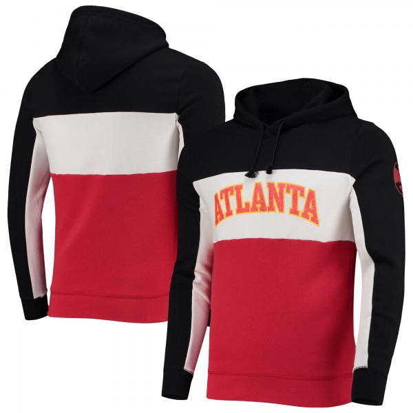 Толстовка флисовая Atlanta Hawks Junk Food Wordmark Colorblock - Black/White - фирменная одежда NBA