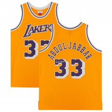 Игровая джерси Autographed Los Angeles Lakers Kareem Abdul-Jabbar Fanatics Authentic Mitchell & Ness Gold 1984-85 Swingman
