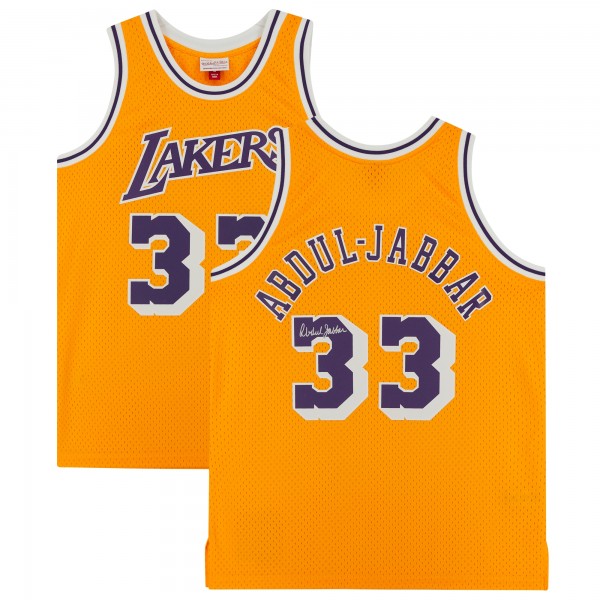 Игровая джерси Autographed Los Angeles Lakers Kareem Abdul-Jabbar Fanatics Authentic Mitchell & Ness Gold 1984-85 Swingman