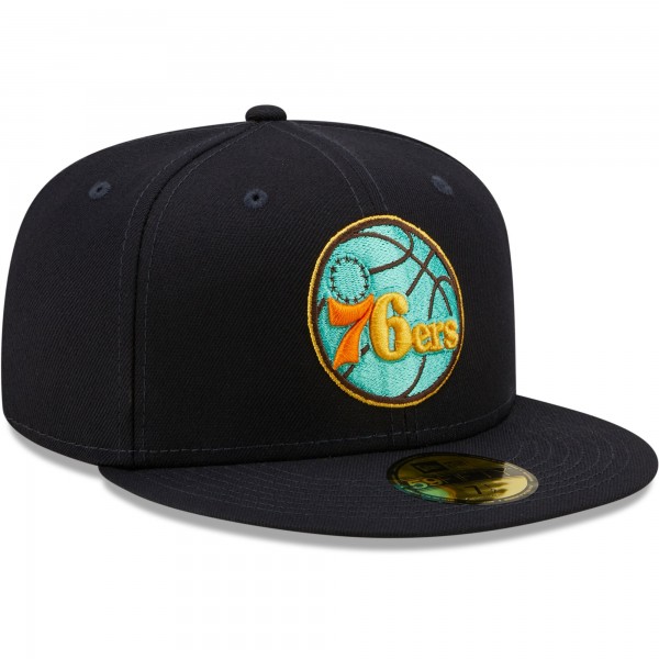 Бейсболка Philadelphia 76ers New Era 59FIFTY - Navy/Mint - официальный мерч NBA