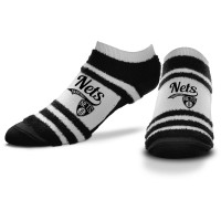 Носки по щиколотку Brooklyn Nets For Bare Feet Womens Block Stripe Fuzzy