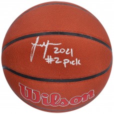 Баскетбольный мяч Jalen Green Houston Rockets Fanatics Authentic Autographed Wilson Team Logo with 2021 #2 Pick Inscription