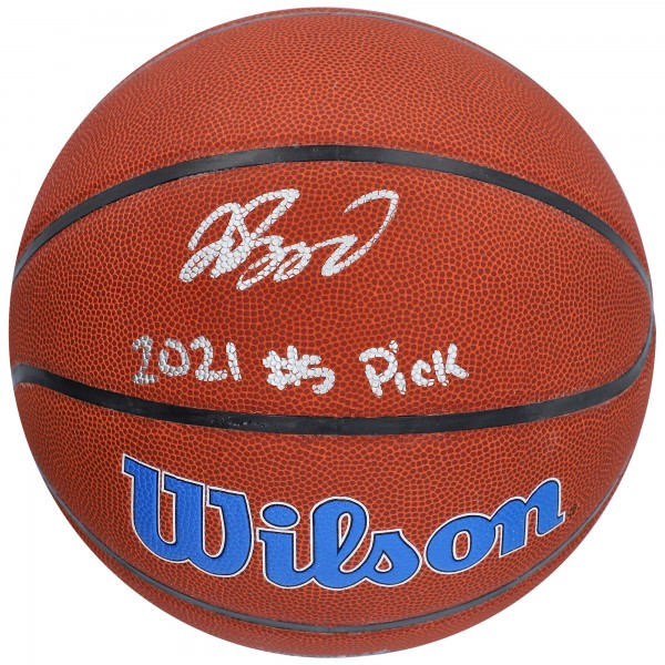 Баскетбольный мяч Jalen Suggs Orlando Magic Fanatics Authentic Autographed Wilson Team Logo with 2021 #5 Pick Inscription