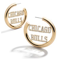 Серьги кольца Chicago Bulls Womens Logo - Gold