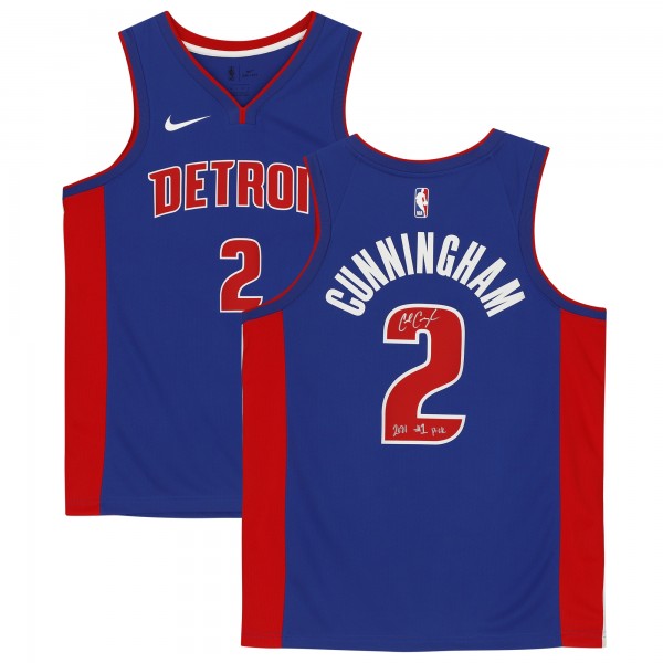 Autographed Detroit Pistons Cade Cunningham Fanatics Authentic Swingman Jersey with 2021 #1 Pick Inscription
