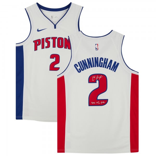 Autographed Detroit Pistons Cade Cunningham Fanatics Authentic Nike White Association Swingman Jersey with 2021 #1 Draft Pick Inscription