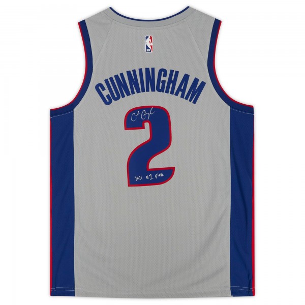 Autographed Detroit Pistons Cade Cunningham Fanatics Authentic Jordan Brand Gray Statement Swingman Jersey with 2021 #1 Draft Pick Inscription