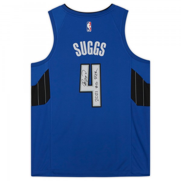 Autographed Orlando Magic Jalen Suggs Fanatics Authentic Jordan Brand Blue Statement Jersey with 2021 #5 Draft Pick Inscription