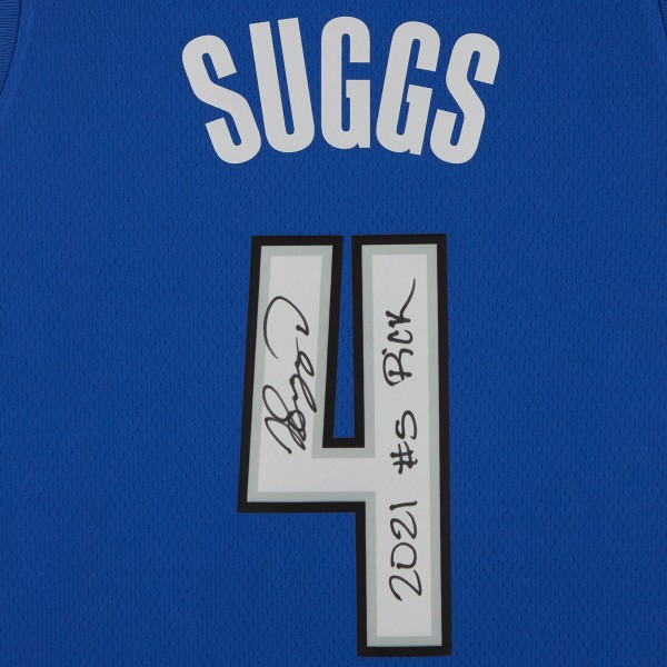 Autographed Orlando Magic Jalen Suggs Fanatics Authentic Jordan Brand Blue Statement Jersey with 2021 #5 Draft Pick Inscription