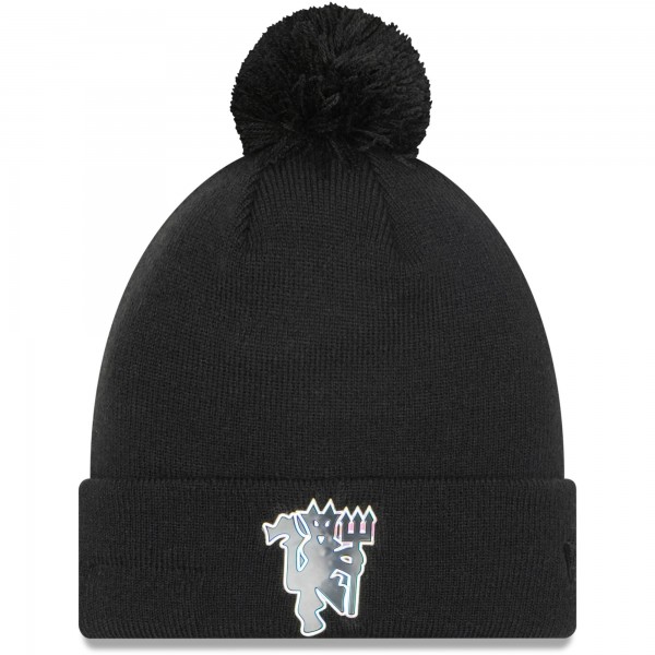 Шапка с помпоном Manchester United New Era Iridescent Cuffed Knit - Black