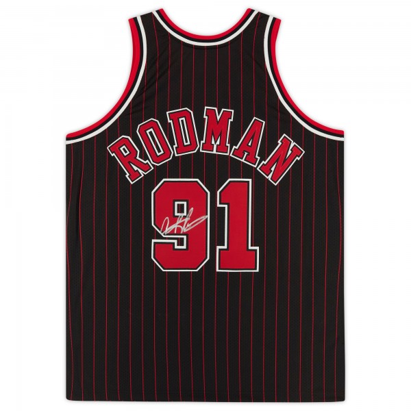 Игровая джерси Dennis Rodman Chicago Bulls Autographed Fanatics Authentic Black 1995 Mitchell & Ness Authentic