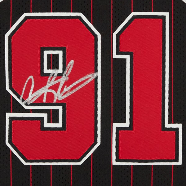Игровая джерси Dennis Rodman Chicago Bulls Autographed Fanatics Authentic Black 1995 Mitchell & Ness Authentic