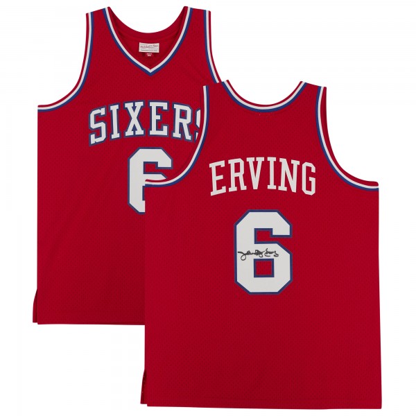 Autographed Philadelphia 76ers Julius Erving Fanatics Authentic Red 1982-83 Mitchell & Ness Replica Jersey