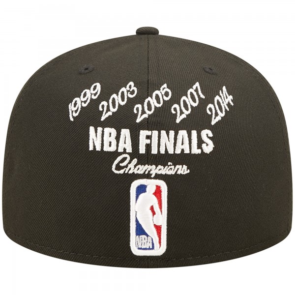 Бейсболка San Antonio Spurs New Era 5x NBA Finals Champions Crown 59FIFTY - Black
