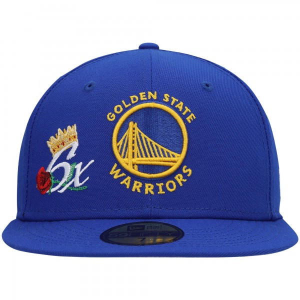 Бейсболка Golden State Warriors New Era 6x NBA Finals Champions Crown 59FIFTY - Royal