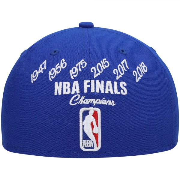 Бейсболка Golden State Warriors New Era 6x NBA Finals Champions Crown 59FIFTY - Royal