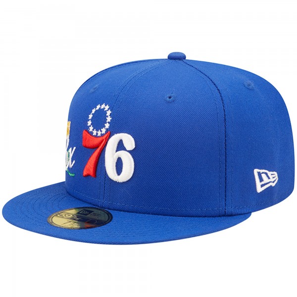 Бейсболка Philadelphia 76ers New Era 3x NBA Finals Champions Crown 59FIFTY - Royal