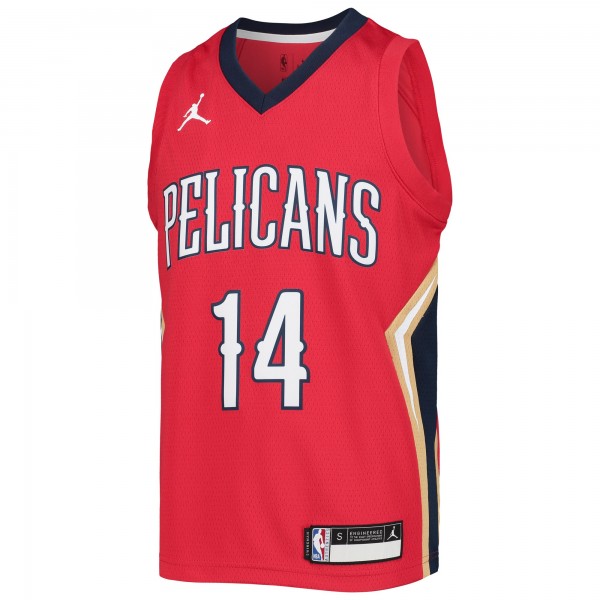 Детская игровая майка Brandon Ingram New Orleans Pelicans Jordan Brand 2020/21 - Statement Edition - Red - баскетбольная джерси NBA
