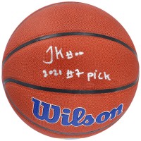 Мяч Jonathan Kuminga Golden State Warriors Authentic Autographed Wilson Team Logo with 2021 #7 Pick Inscription