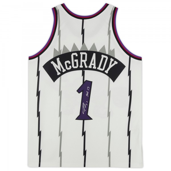 Autographed Toronto Raptors Tracy McGrady Fanatics Authentic White Mitchell & Ness 1998 Authentic Jersey with HOF 17 Inscription