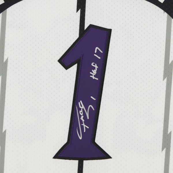 Autographed Toronto Raptors Tracy McGrady Fanatics Authentic White Mitchell & Ness 1998 Authentic Jersey with HOF 17 Inscription