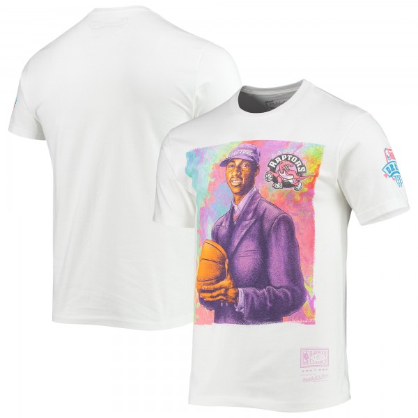 Футболка Tracy McGrady Toronto Raptors Mitchell & Ness Hardwood Classics Draft Day Colorwash - White