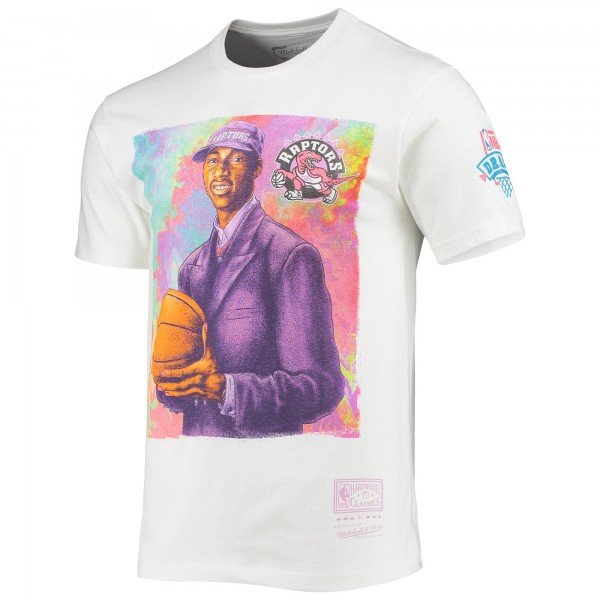 Футболка Tracy McGrady Toronto Raptors Mitchell & Ness Hardwood Classics Draft Day Colorwash - White