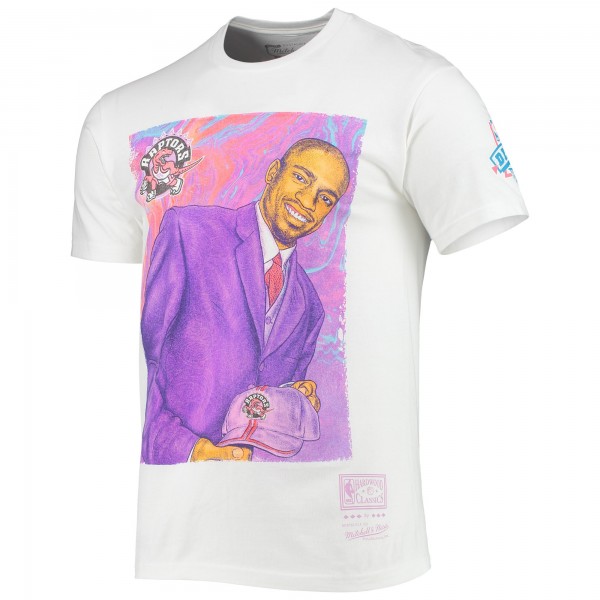 Футболка Vince Carter Toronto Raptors Mitchell & Ness Hardwood Classics Draft Day Colorwash - White