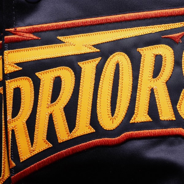 Бомбер Golden State Warriors Mitchell & Ness Throwback Hardwood Classics Satin Full-Snap Raglan - Navy