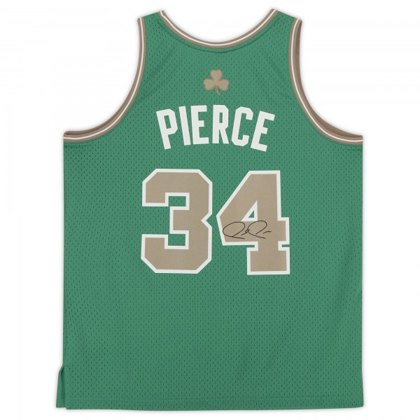 Autographed Boston Celtics Paul Pierce Fanatics Authentic Green and Gold 2007-08 Mitchell & Ness Replica Jersey