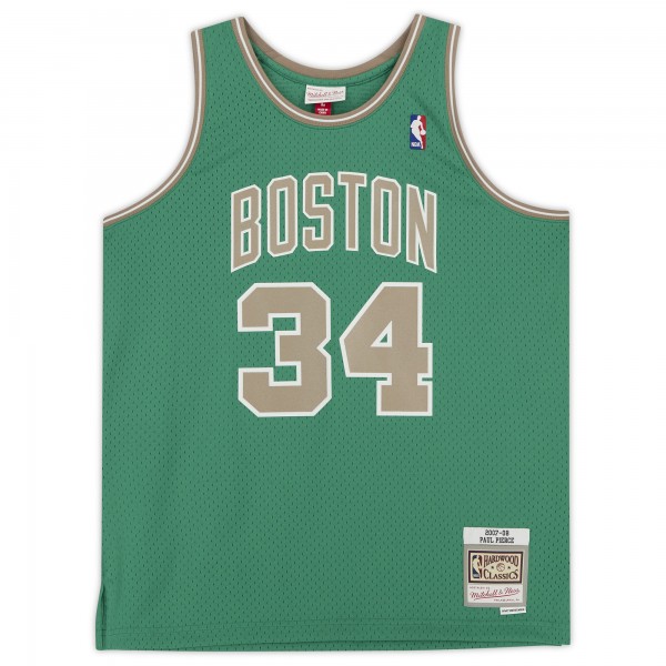 Autographed Boston Celtics Paul Pierce Fanatics Authentic Green and Gold 2007-08 Mitchell & Ness Replica Jersey