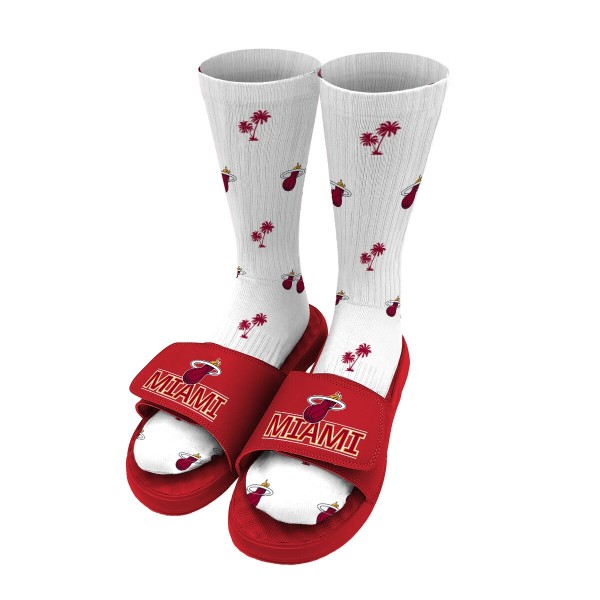 Носки и шлепки Miami Heat ISlide Pattern - White