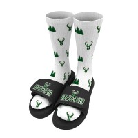 Носки и шлепки Milwaukee Bucks ISlide Pattern - White