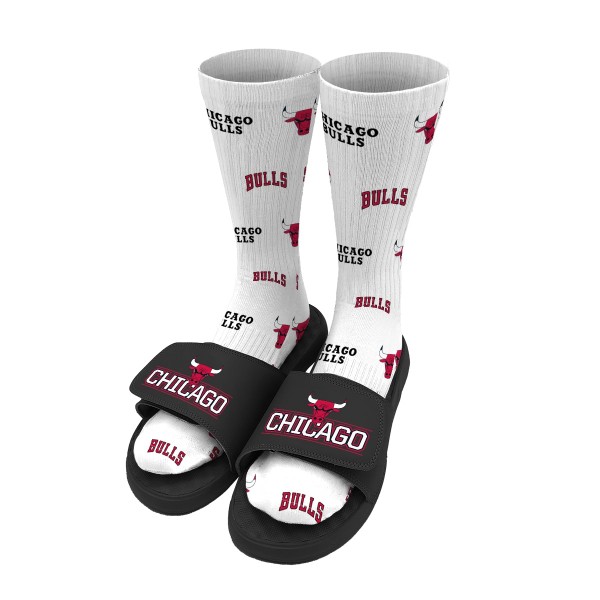Детские шлепки Chicago Bulls ISlide Pattern & Bundle - White