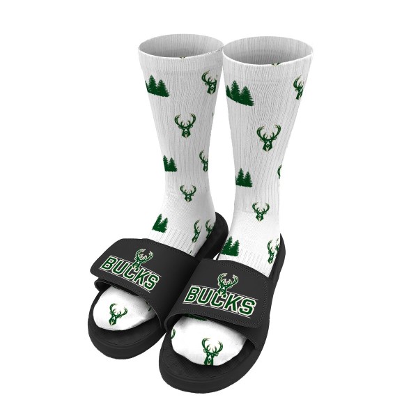 Детские шлепки Milwaukee Bucks ISlide Pattern & Bundle - White