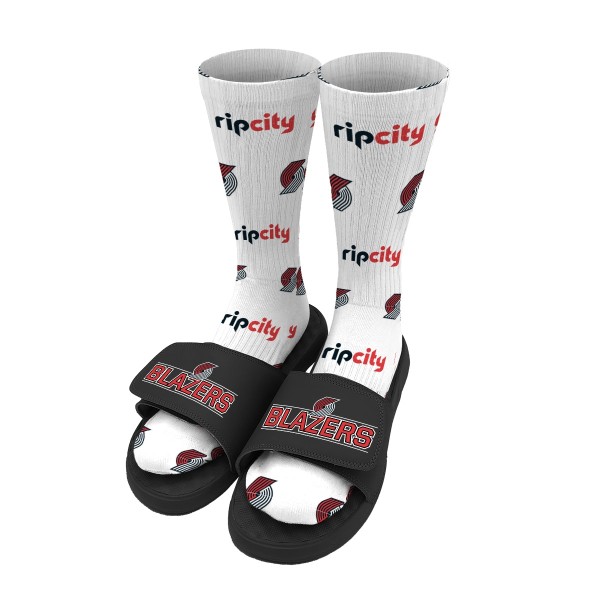 Детские шлепки Portland Trail Blazers ISlide Pattern & Bundle - White