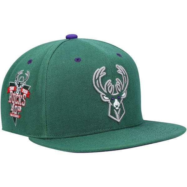 Бейсболка Milwaukee Bucks Mitchell & Ness 40th Anniversary Color Flip - Hunter Green