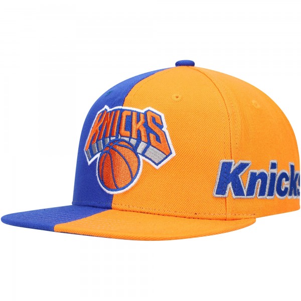 Бейсболка New York Knicks Mitchell & Ness Team Half and Half - Blue/Orange - официальный мерч NBA