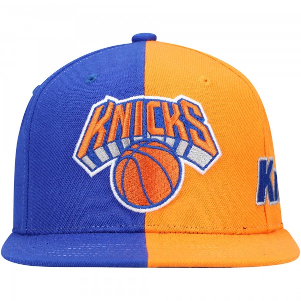 Бейсболка New York Knicks Mitchell & Ness Team Half and Half - Blue/Orange - официальный мерч NBA