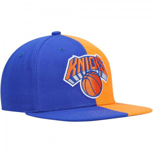 Бейсболка New York Knicks Mitchell & Ness Team Half and Half - Blue/Orange - официальный мерч NBA