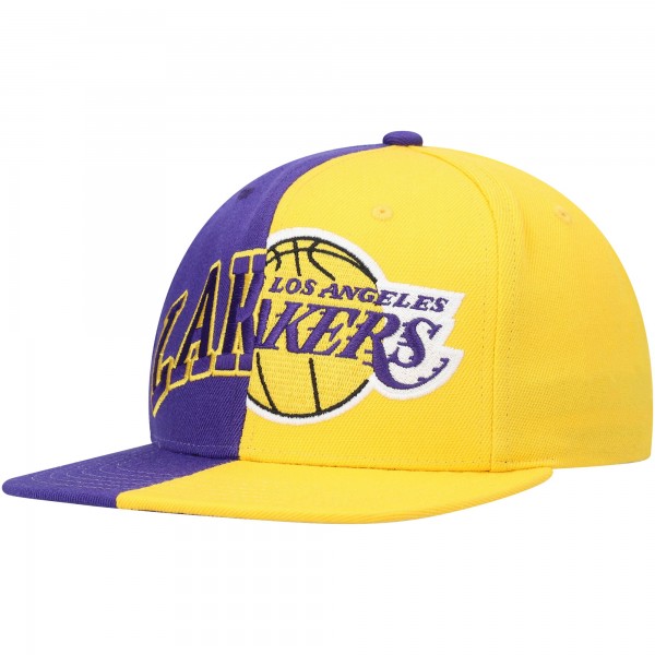 Бейсболка Los Angeles Lakers Mitchell & Ness Half and Half - Purple/Gold - официальный мерч NBA