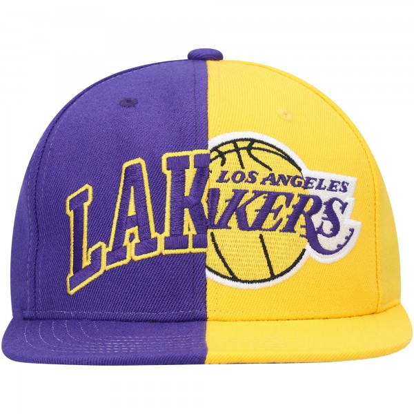 Бейсболка Los Angeles Lakers Mitchell & Ness Half and Half - Purple/Gold - официальный мерч NBA
