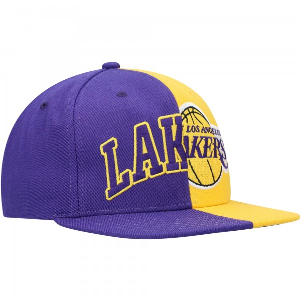 Бейсболка Los Angeles Lakers Mitchell & Ness Half and Half - Purple/Gold - официальный мерч NBA