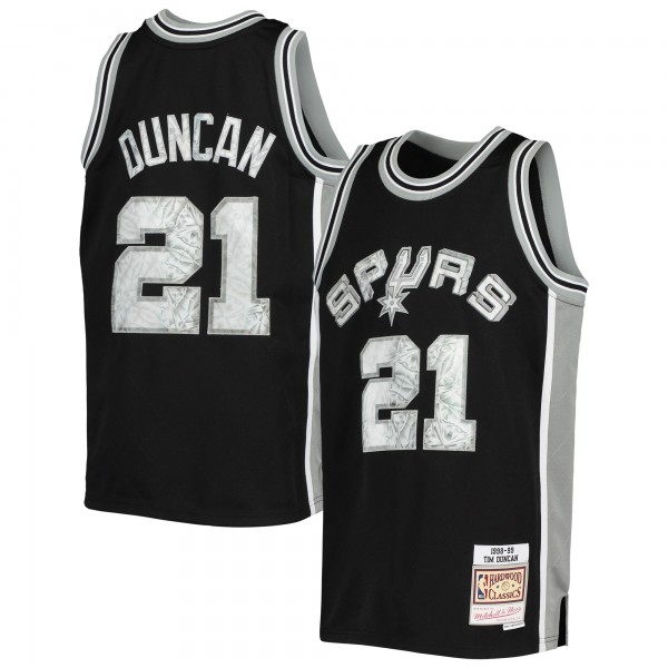 Детская игровая майка Tim Duncan San Antonio Spurs Mitchell & Ness Hardwood Classics 75th Anniversary Diamond - баскетбольная джерси NBA
