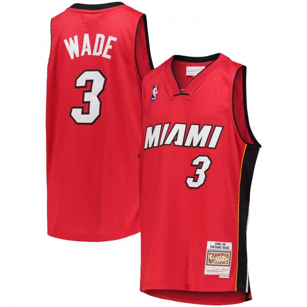 Детская игровая майка Dwyane Wade Miami Heat Mitchell & Ness 2005-06 Hardwood Classics Swingman - Red - баскетбольная джерси NBA