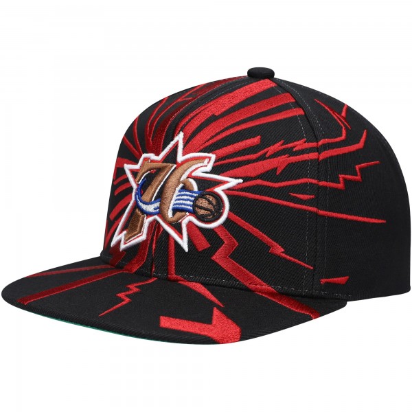 Бейсболка Philadelphia 76ers Mitchell & Ness Hardwood Classics Earthquake - Black - официальный мерч NBA