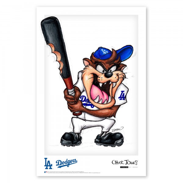 Los Angeles Dodgers Tasmanian Devil 11 x 17 Looney Tunes Fine Art Print
