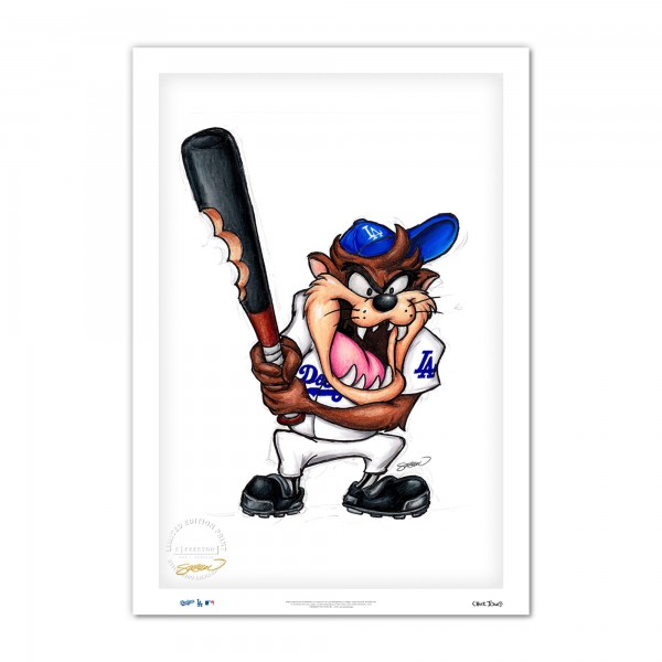Los Angeles Dodgers Tasmanian Devil 24 x 36 Looney Tunes Fine Art Print