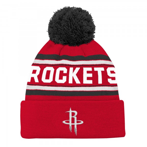 Детская шапка с помпоном Houston Rockets Jacquard - Red - атрибутика NBA для детей